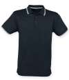 H482 Henbury Coolplus® Tipped Polo Shirt Navy / White colour image